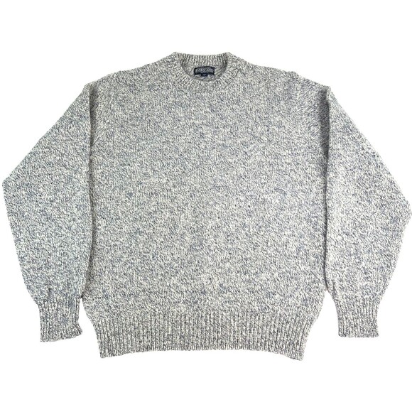 Vintage Lands End Sweater Mens L Slate Blue Wool Blend Crewneck Long Sleeve USA - Picture 1 of 5